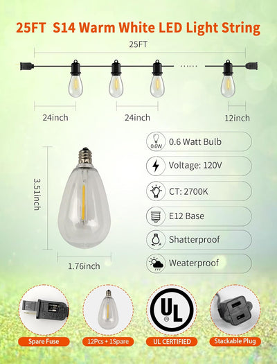 Guirnalda Luces LED Exteriores Bombillas Edison IP44 Colgantes