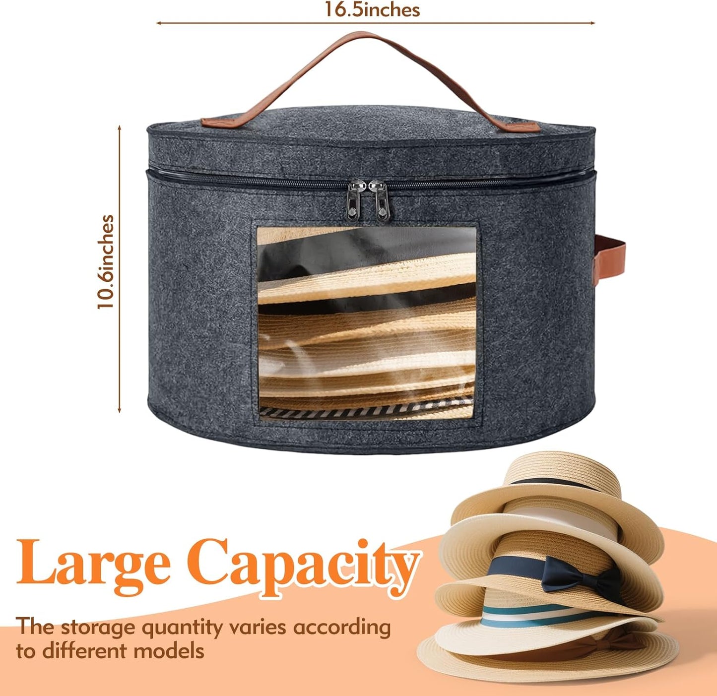 Caja redonda fieltro para sombreros apilable con tapa