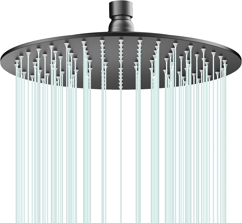 Cabezal ducha lluvia 10" acero inox alta presión D-negro