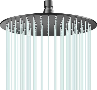 Cabezal ducha lluvia 10" acero inox alta presión D-negro