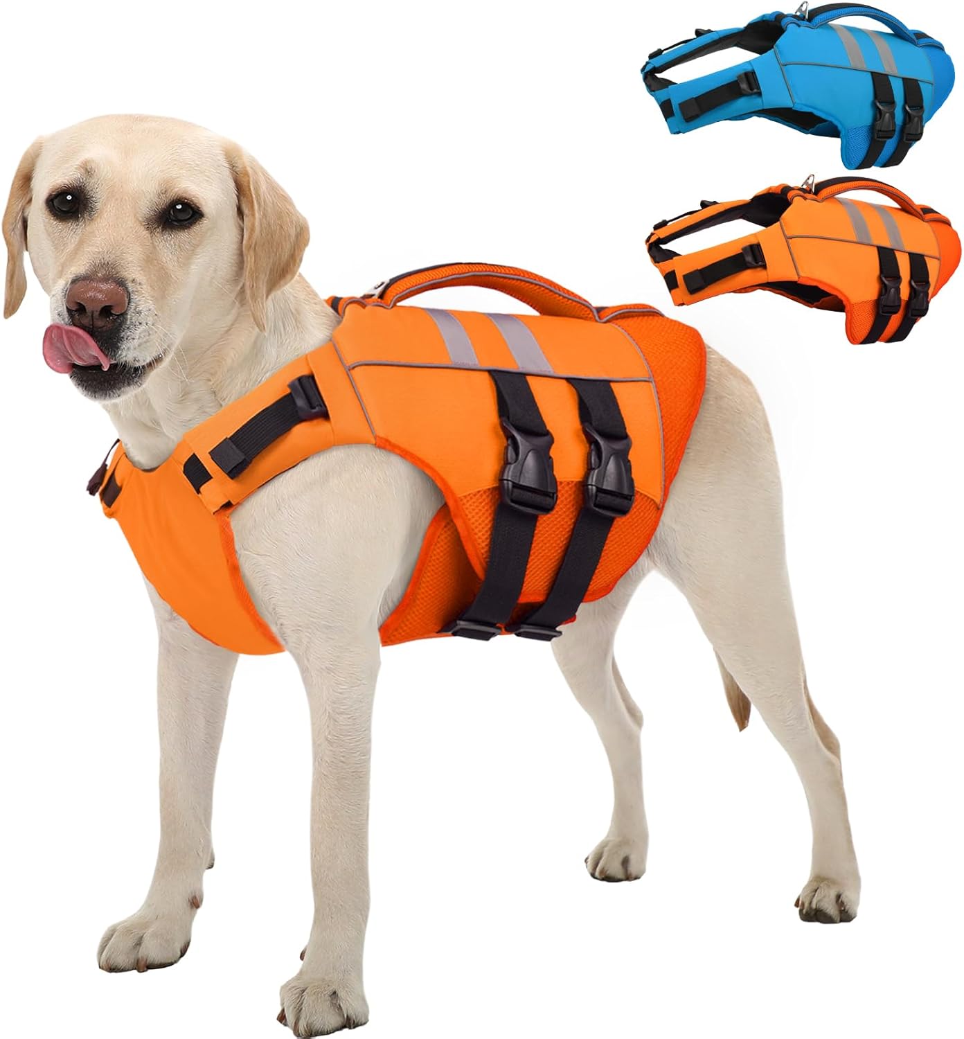 Chaleco salvavidas perro grande alta flotación naranja