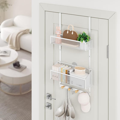 Ganchos puerta con cestas organizador baño