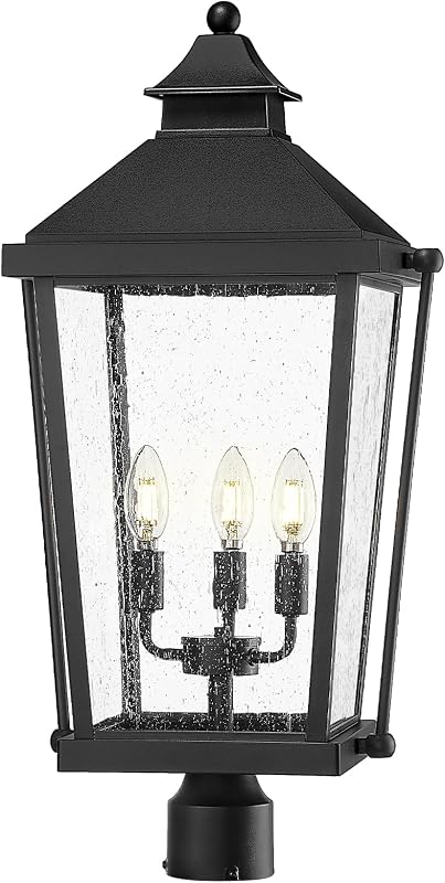 Poste lámpara exterior 3 luces 26pulg aluminio negro