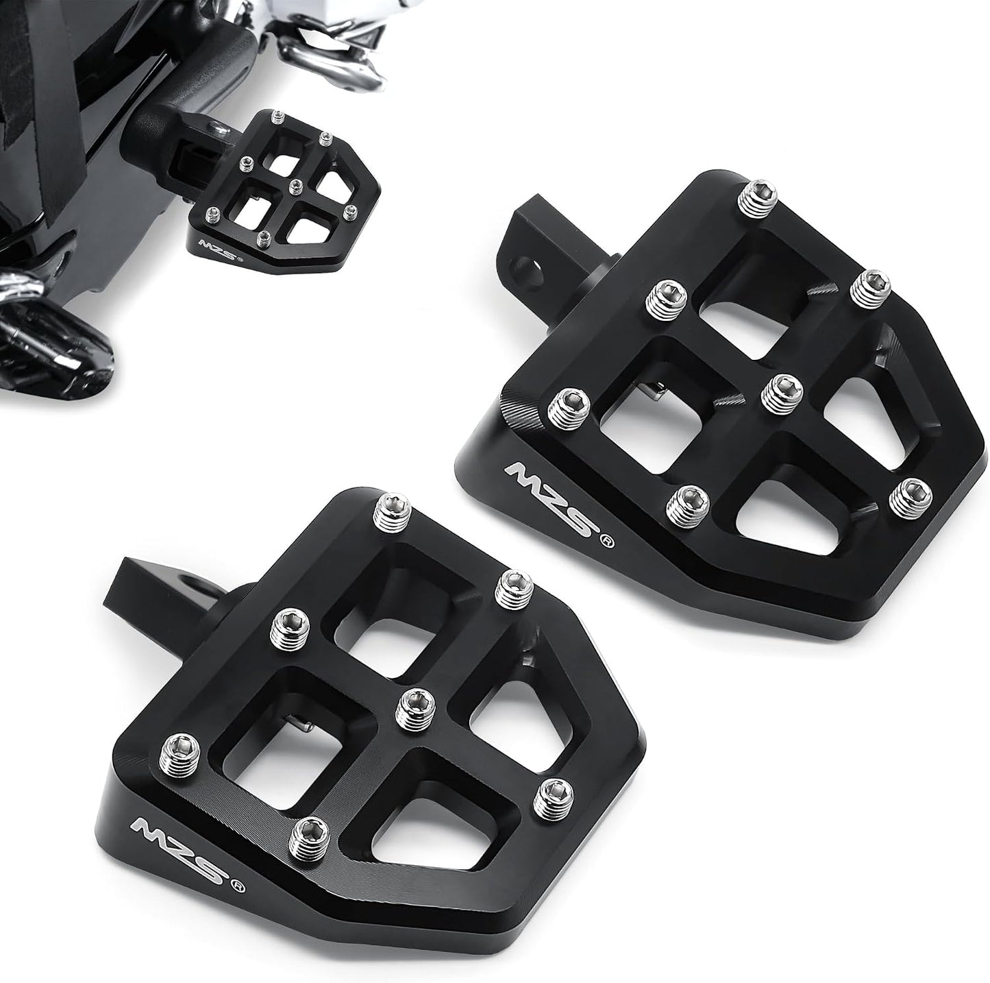 Estriberas anchas motocicleta estilo MX Bobber negro