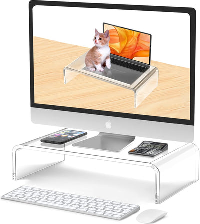 Soporte acrílico para monitor y laptop escritorio transparente