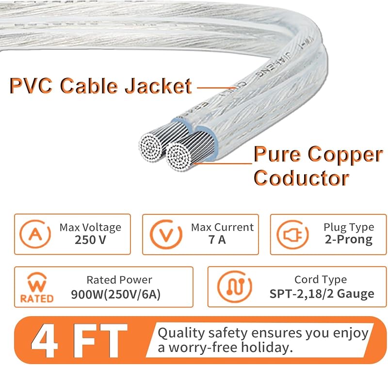 2 Cables Extensión 4ft UL/ETL Macho Hembra
