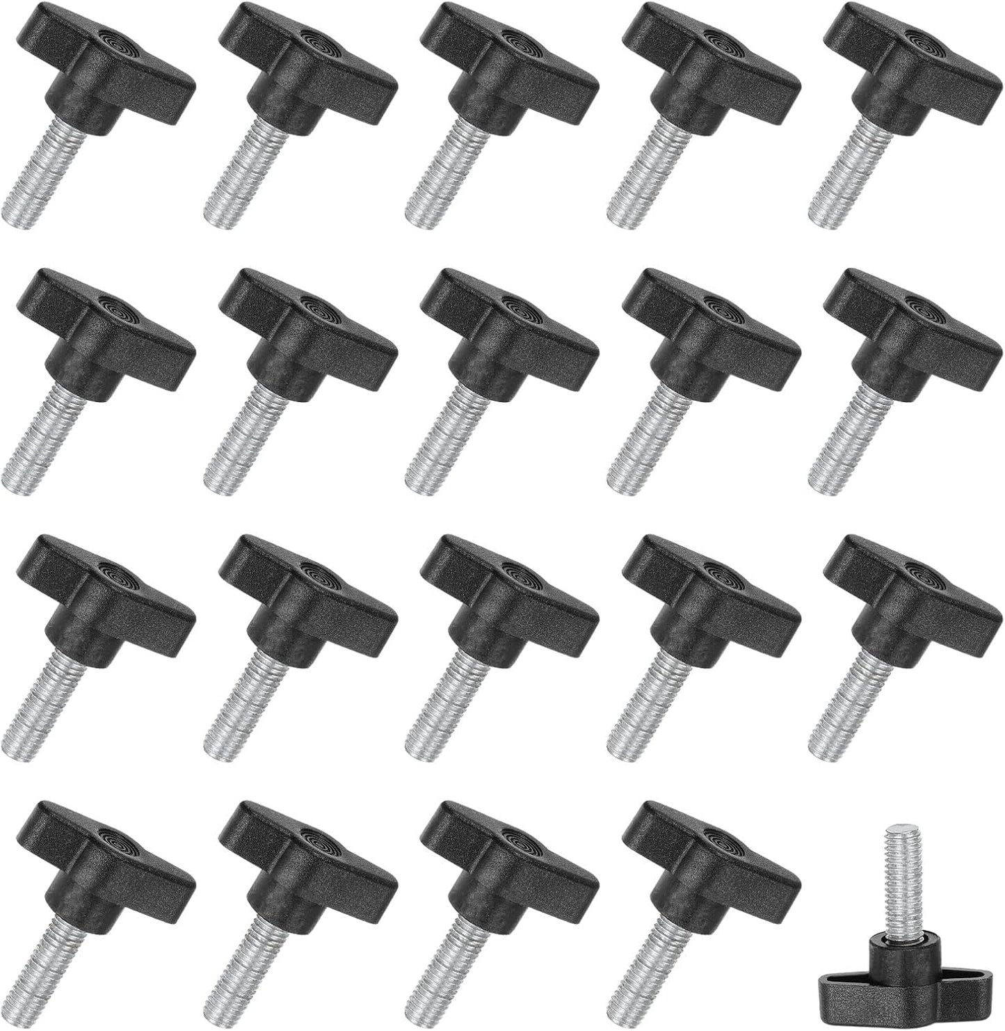 20 Pomos T M8x20mm Plástico Negro Carpintería