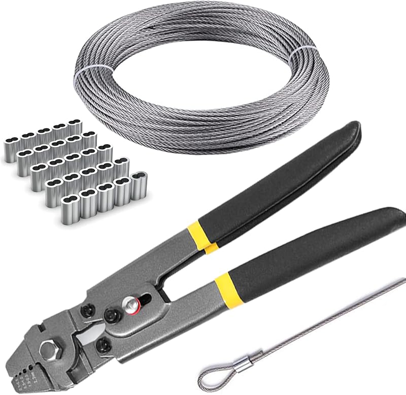 Kit herramientas prensado cable acero inox 100 ft cuerda
