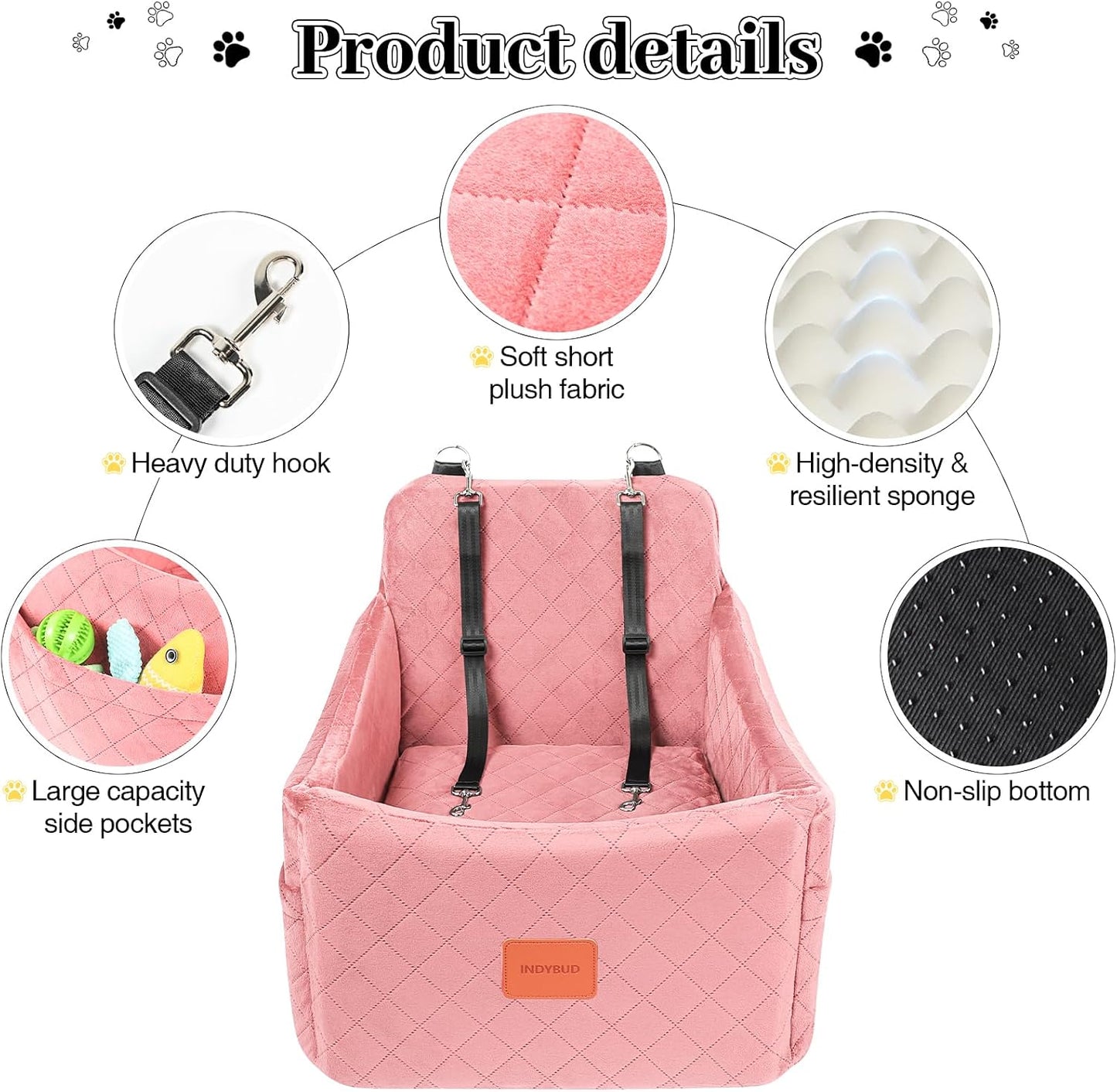 Asiento elevador perro 35lb fondo antiderrap con bolsillos