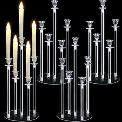 4 Candelabros Acrílicos 5 Brazos 18.1pulg LED