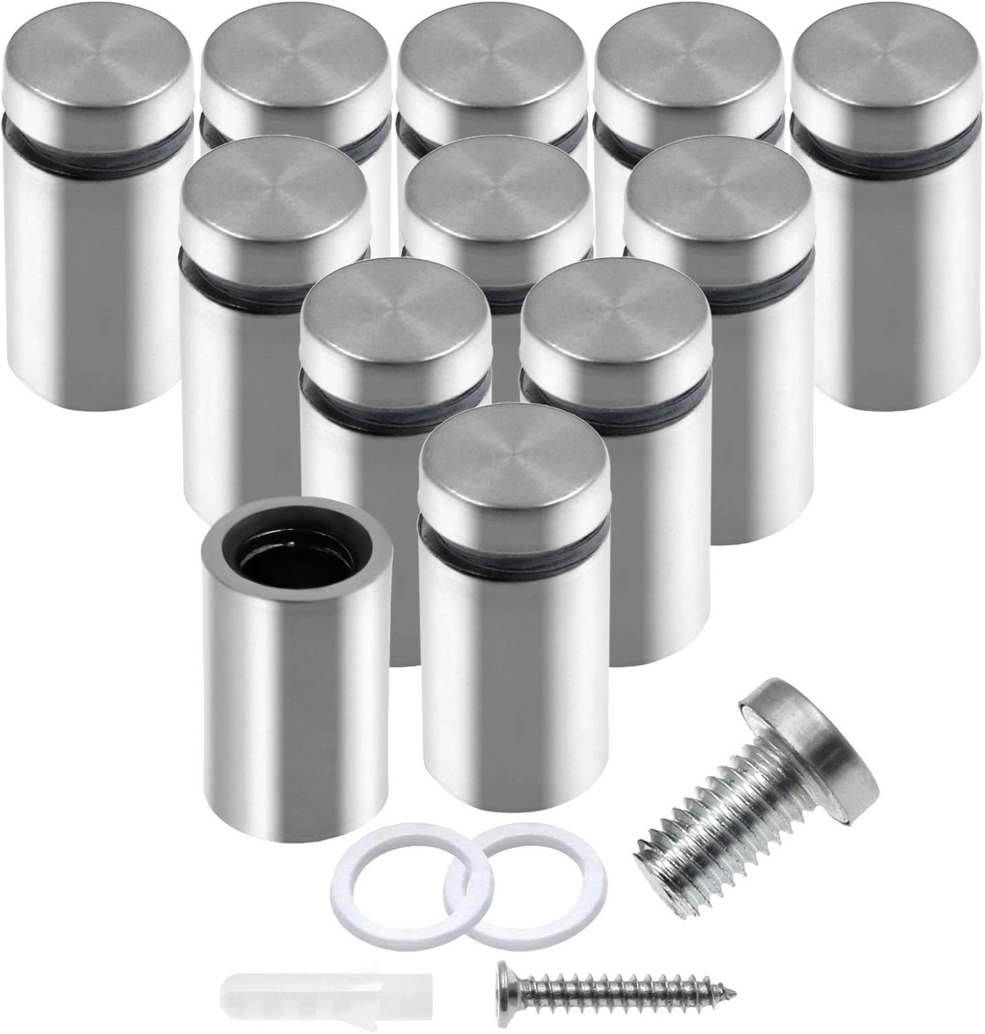 12 Pzas Tornillos Acero Inox 5/8x1.18 Separadores Vidrio