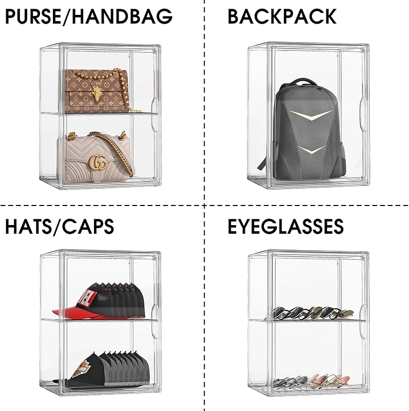 Organiz. bolsos closet 3 pack vitrina acrílico con divisor