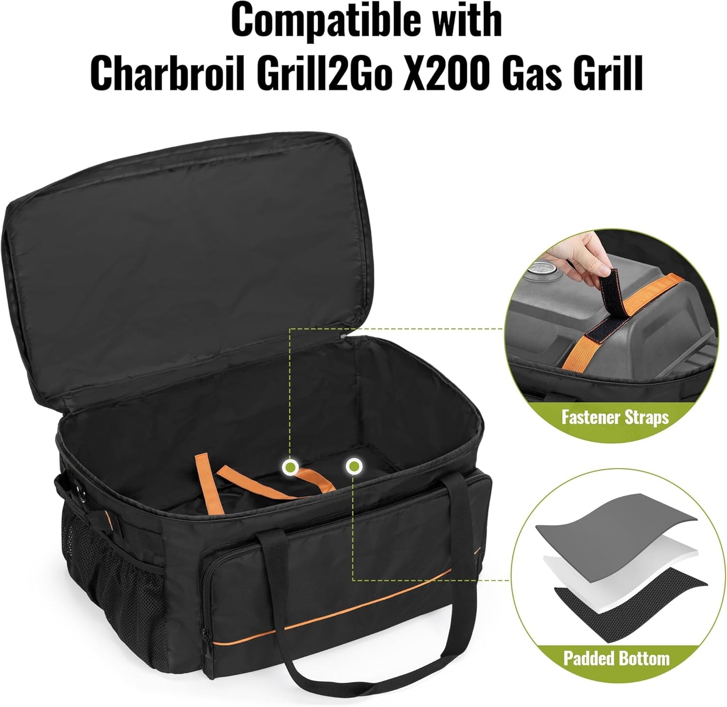 Funda transporte parrilla gas 1 quemador bolsillos