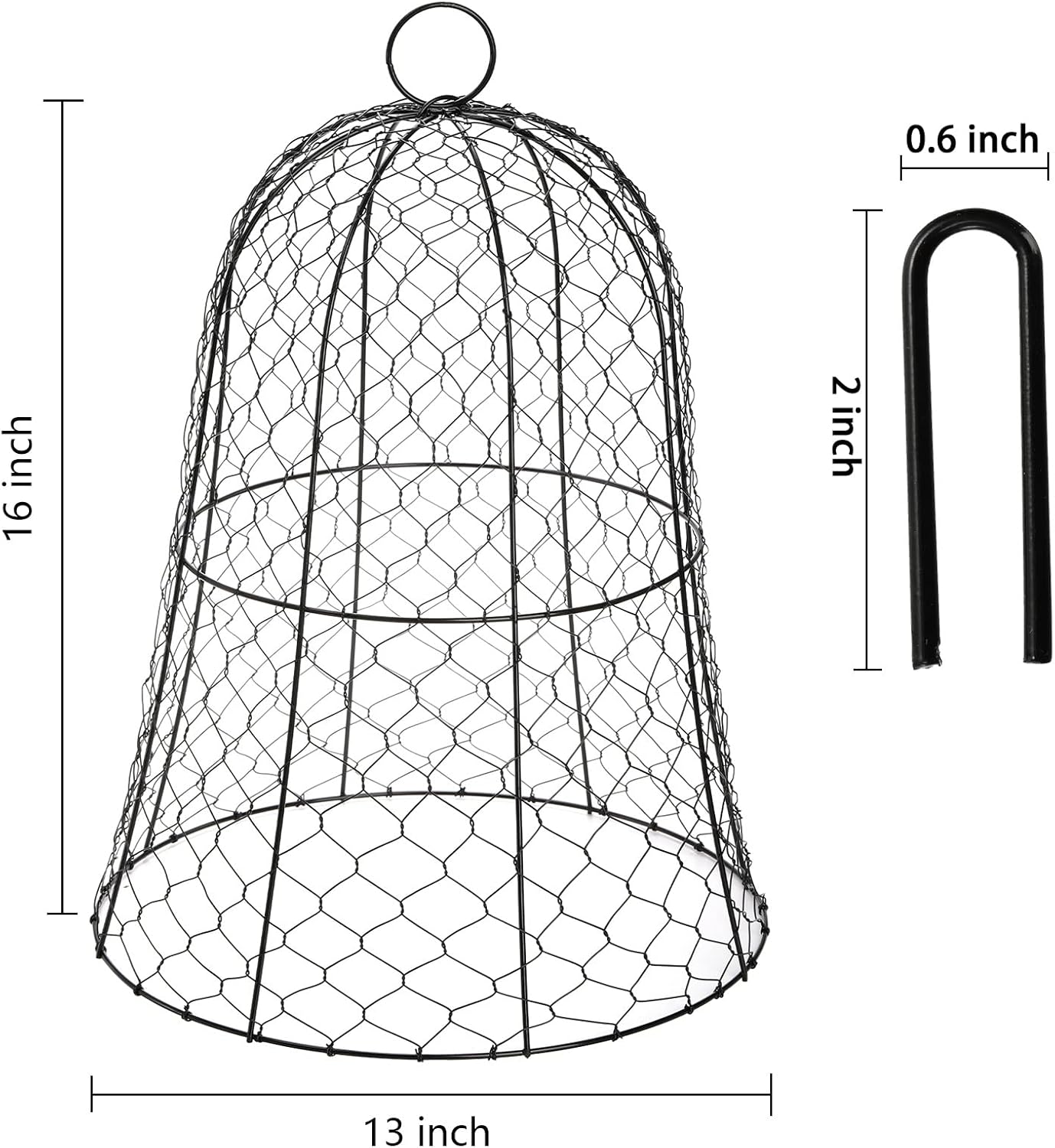 5 Cloches Alambre Jardín 16x13pulg Cúpula Negra Metal Resistente