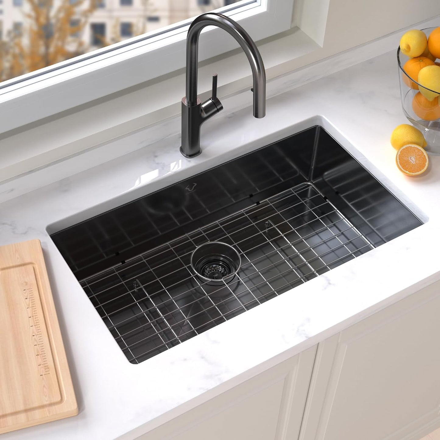 Fregadero cocina acero inox 32x18pulg negro