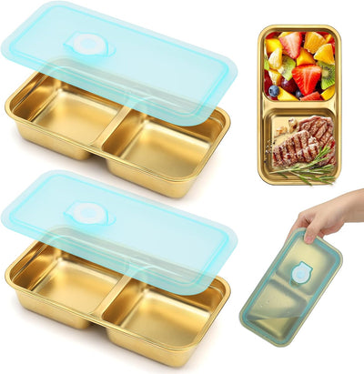 Recipientes acero inox dobles para aperitivos con tapa