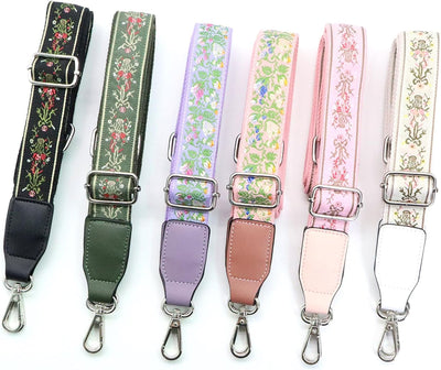 Correa para bolso mujer ajustable bordado étnico 1.2pulg plateado