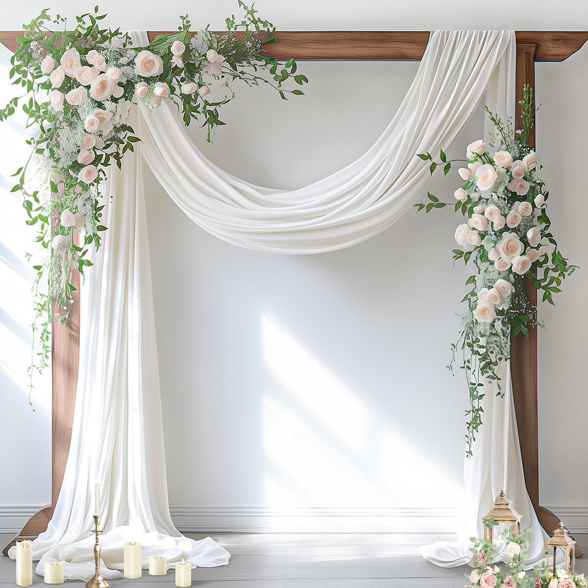 Cortina arco boda blanca 29x20" 4 paneles transparente