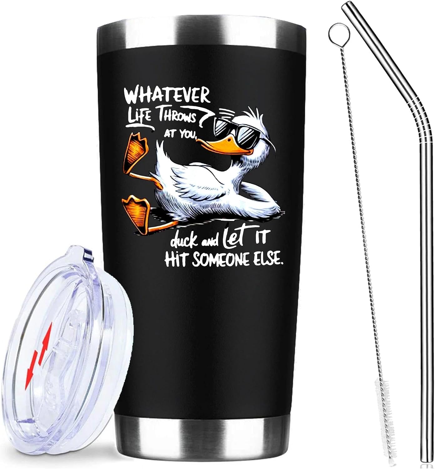 Taza acero inox 20oz café helado con tapa y pajita patos