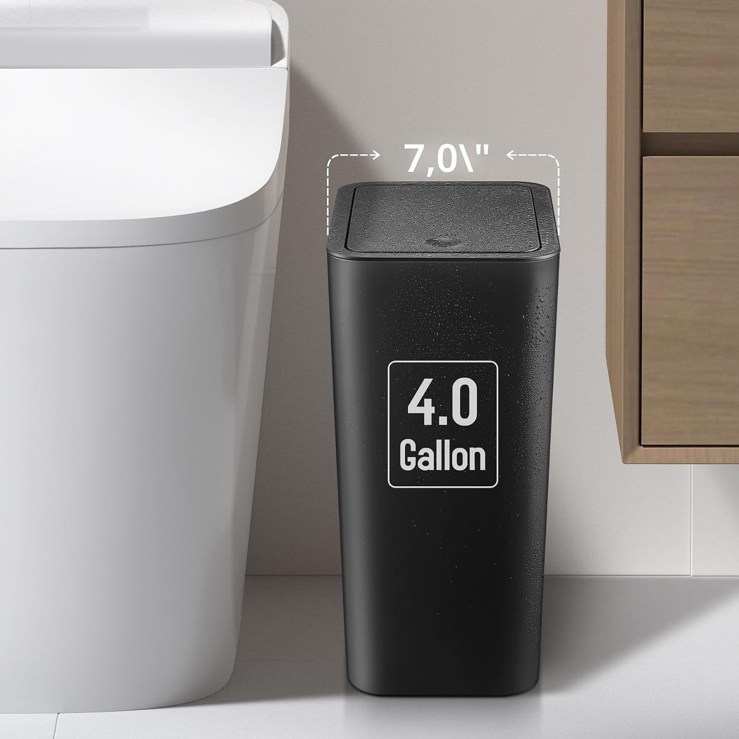 Cubo basura baño 4gal con tapa presión plástico