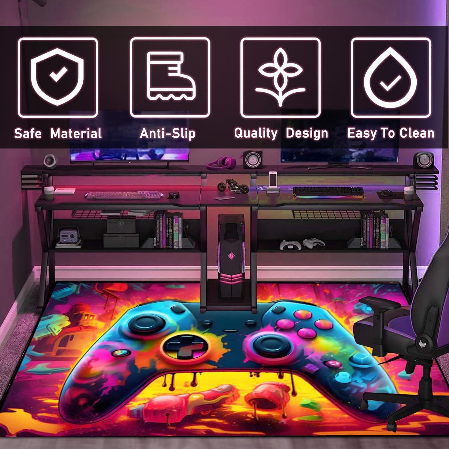 Alfombras área juegos 31.5x63pulg antideslizantes coloridas