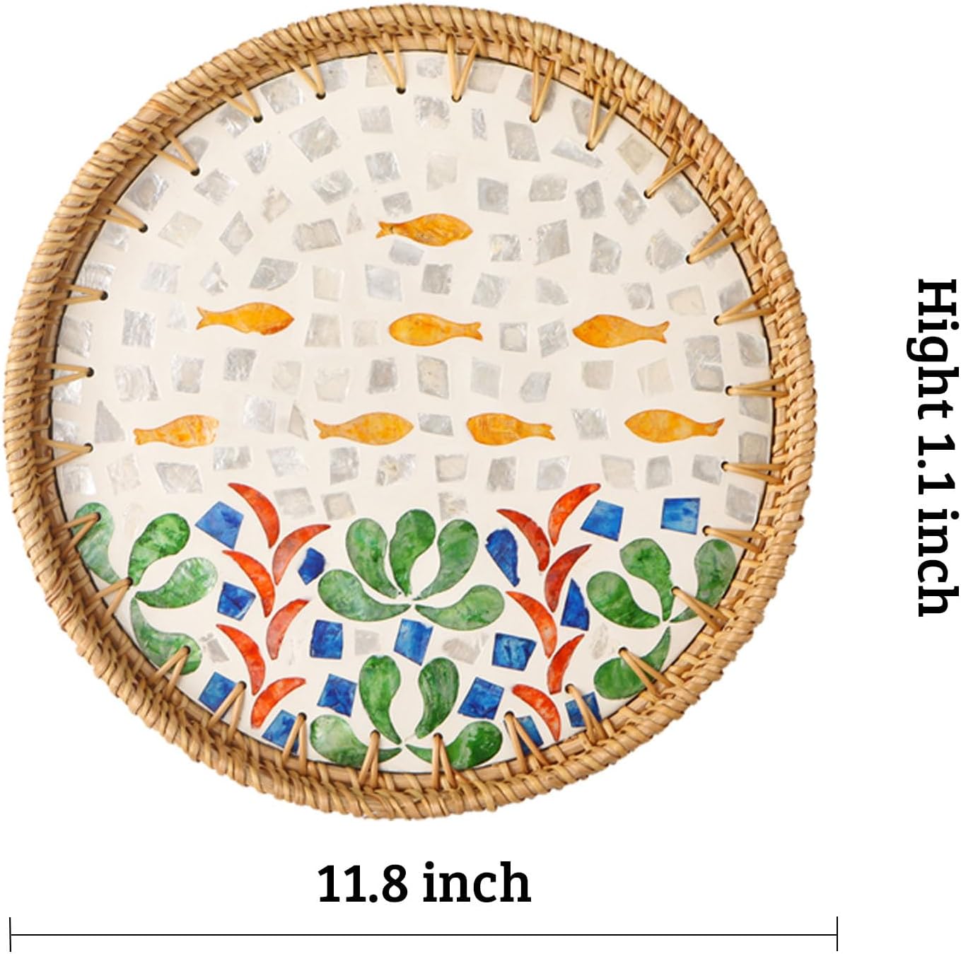 Bandeja ratán madreperla decorativa para pan café