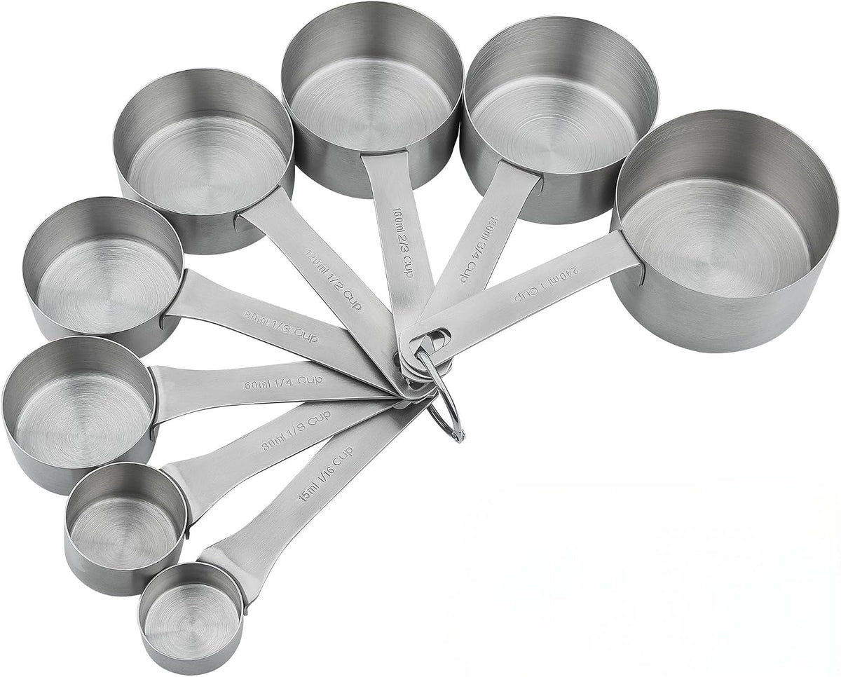 Set 18 Tazas y Cucharas Acero Inox 18/8 para Cocina y Hornear