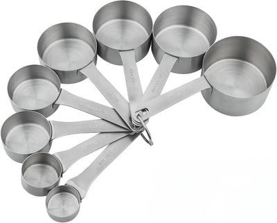 Set 18 Tazas y Cucharas Acero Inox 18/8 para Cocina y Hornear