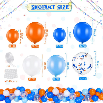 Kit globos azul naranja confeti látex guirnalda fiesta guerra niños