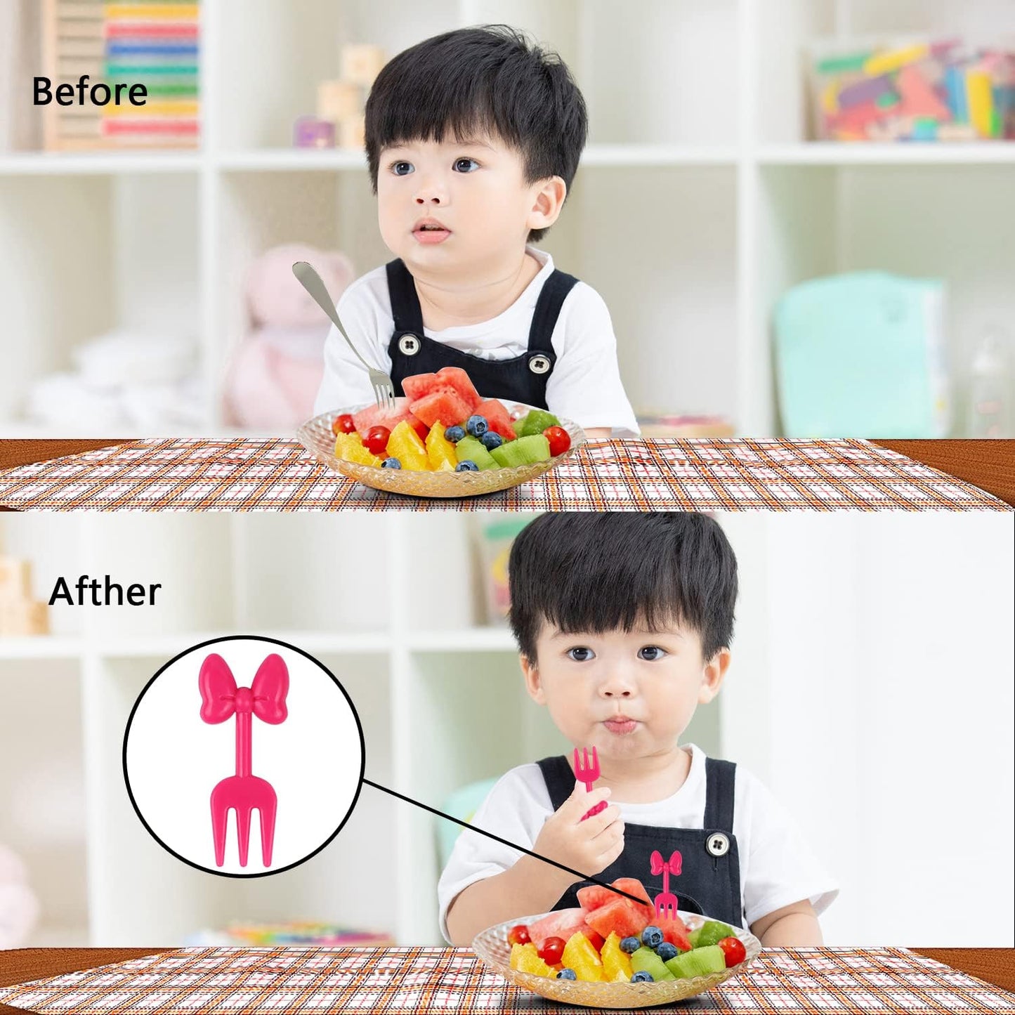 10 Palillos Mini Tenedores Frutas Caja Bento