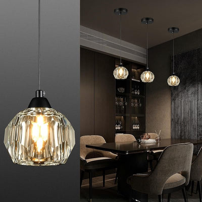 Candelabro cristal lámpara colgante 1 luz negro cocina baño