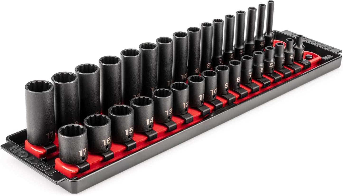 Set dados impacto 1/4pulg rieles bandeja 32pzas