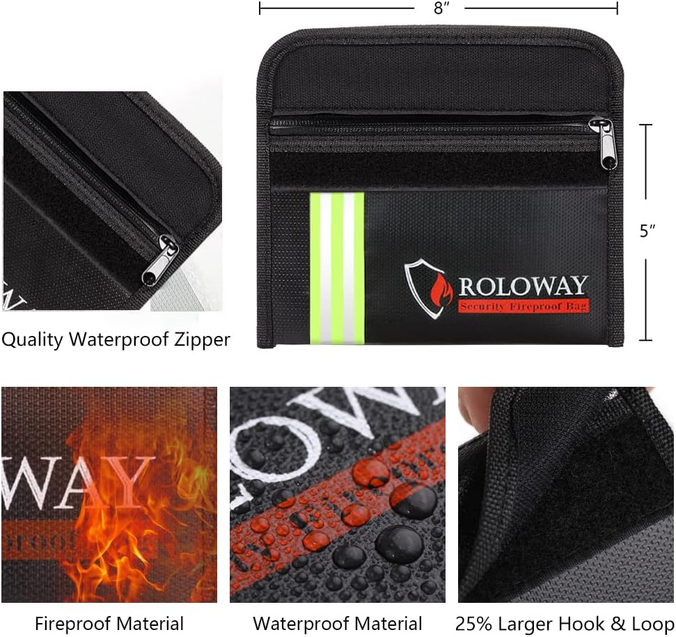 Bolsa ignífuga 5x8pulg con tira reflectante para efectivo