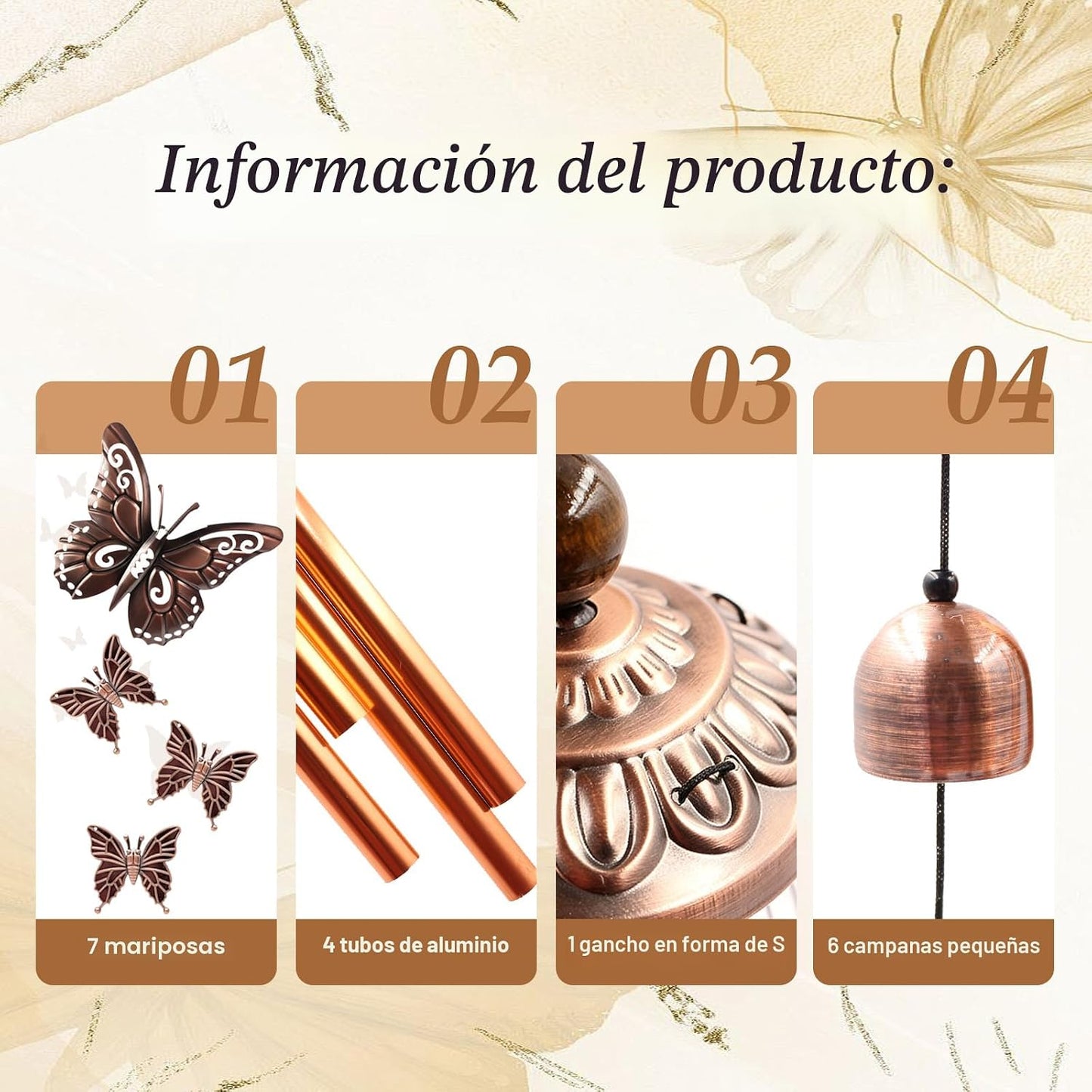 Campanas viento aluminio tubo gancho decoración patio