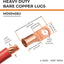 2 Terminales Anillo 4 AWG 5/16pulg Pernos de Cobre UL