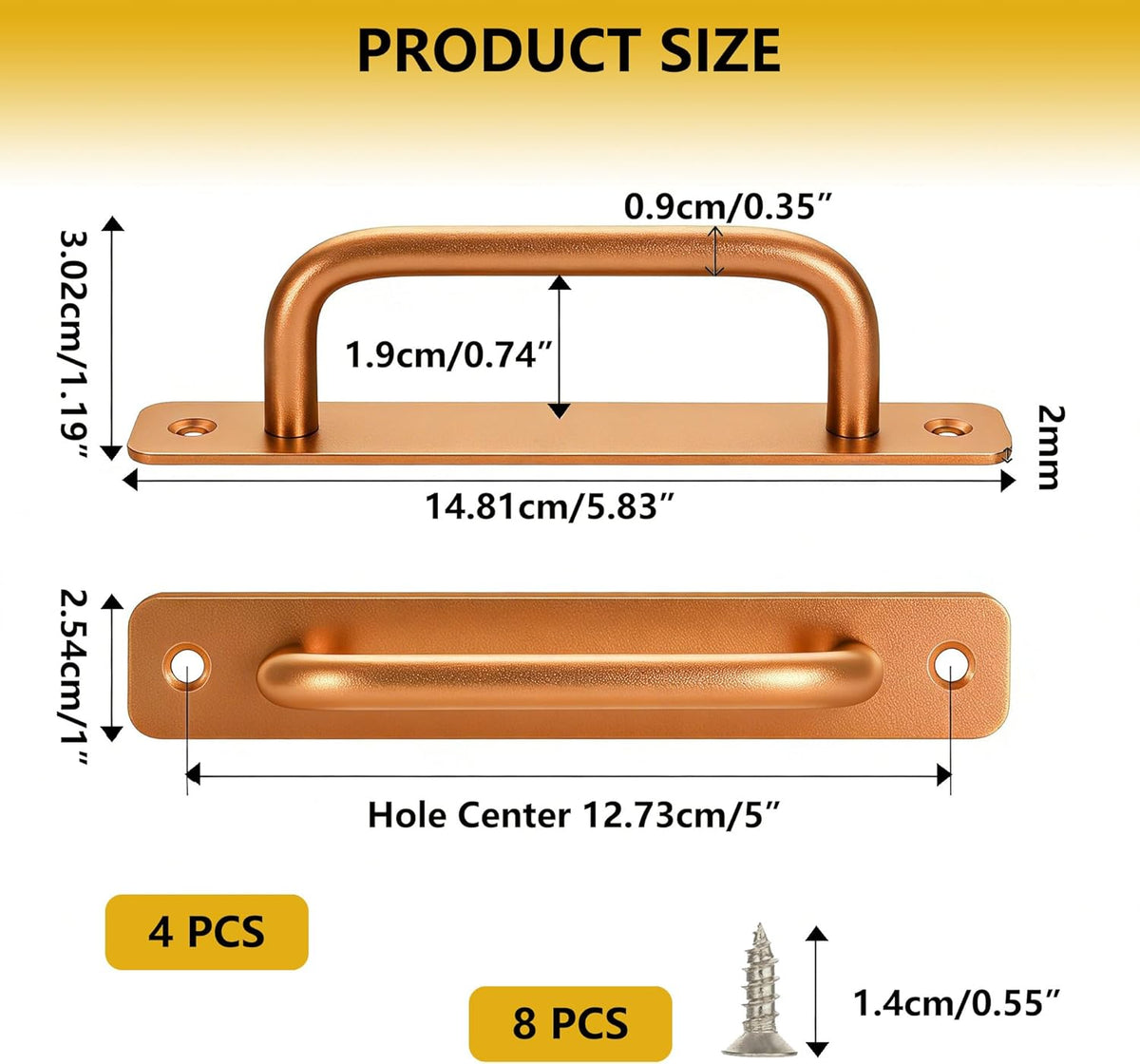 4 Pzas Manillas Puerta Aluminio Antióxido 5pulg Para Garaje