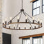 Candelabro rústico de madera 18 luces negro para vestíbulo