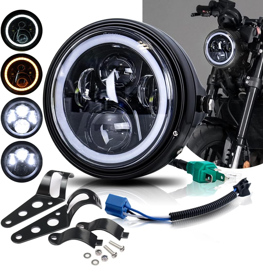 Faro LED redondo motocicleta 7" DRL anillo H-arley