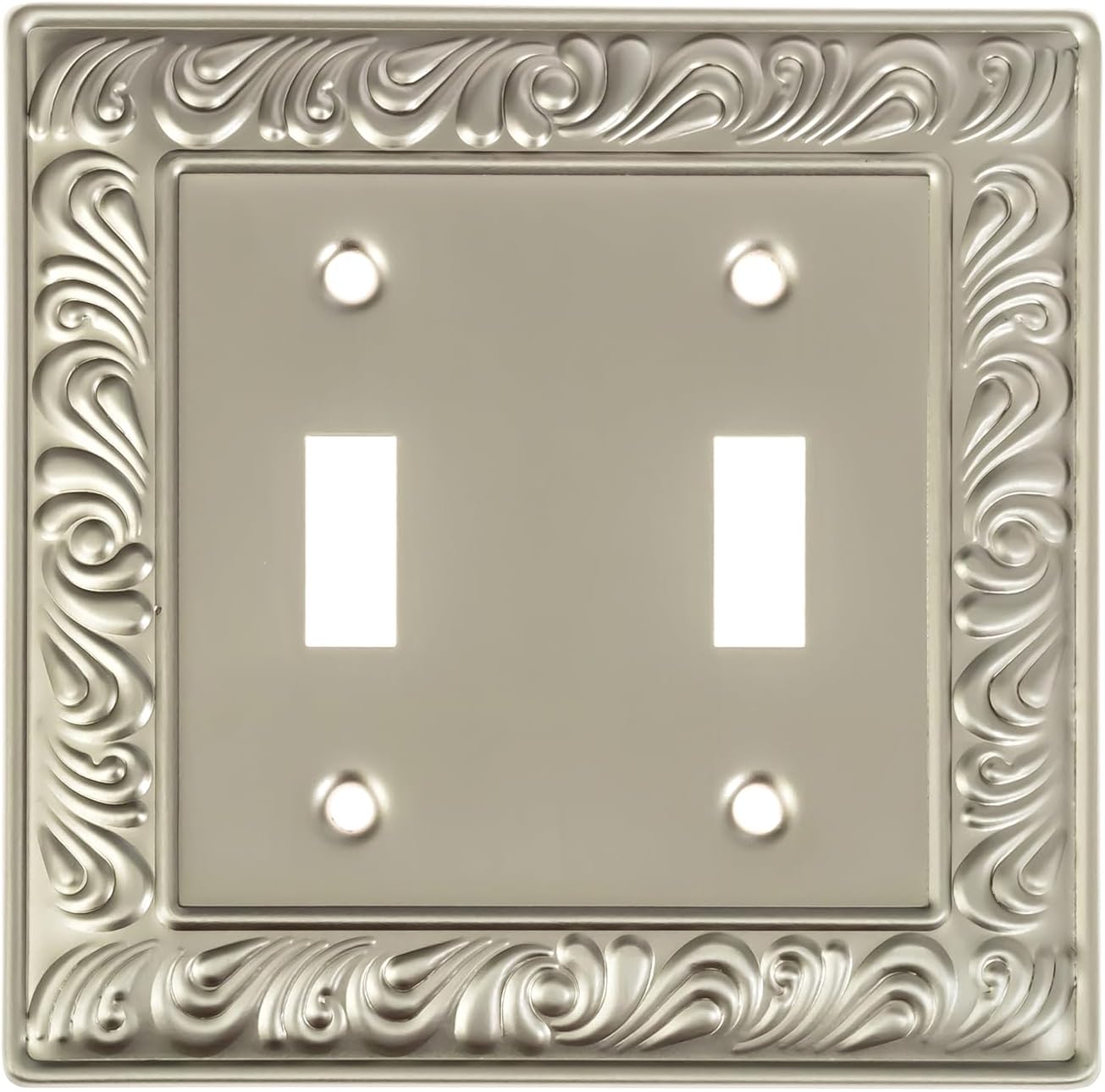 Placas pared níquel satinado enchufes estilo palanca 2 bandas