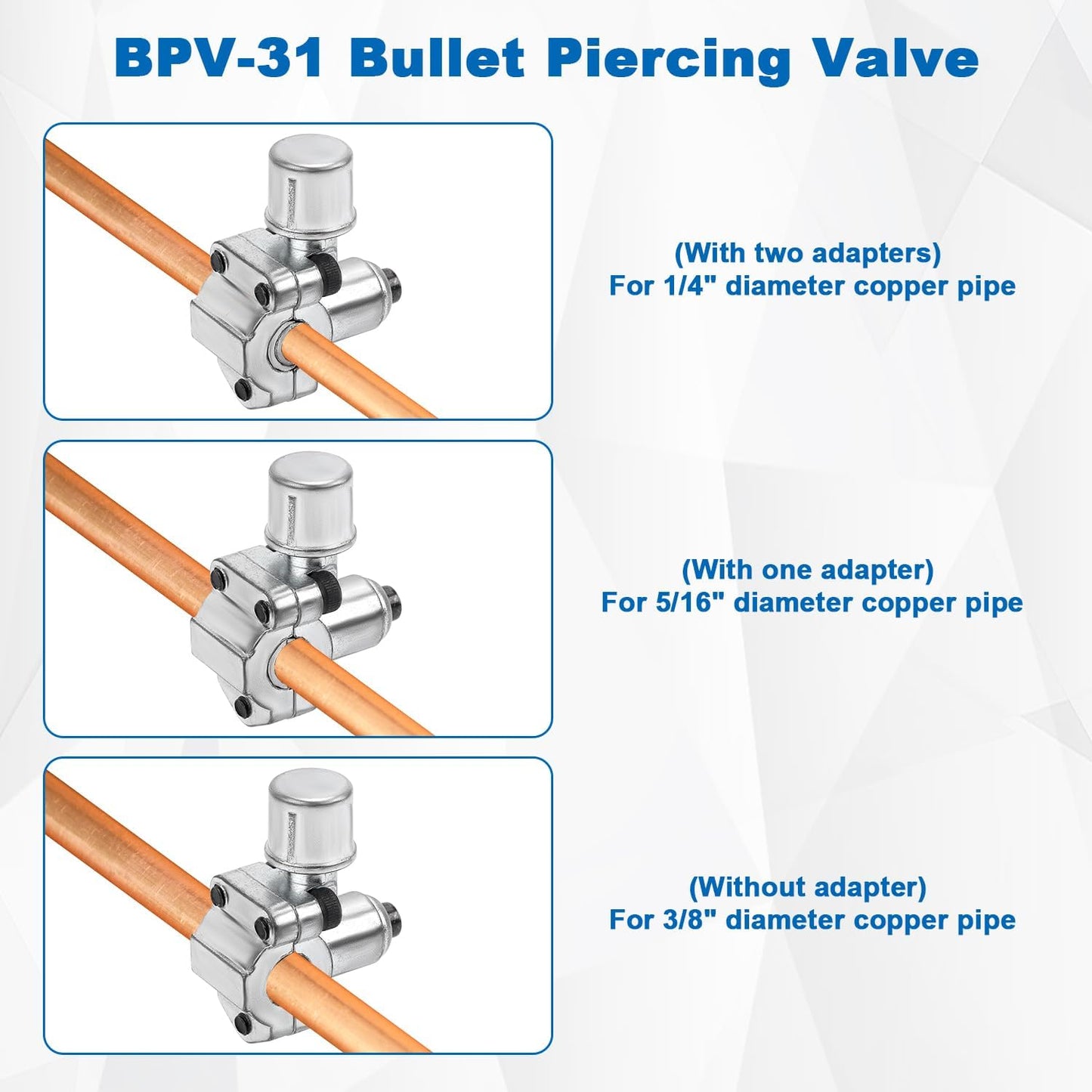 10 Válvulas BPV-31 10 Llaves Hex 20 Adaptadores 1/4-3/8"