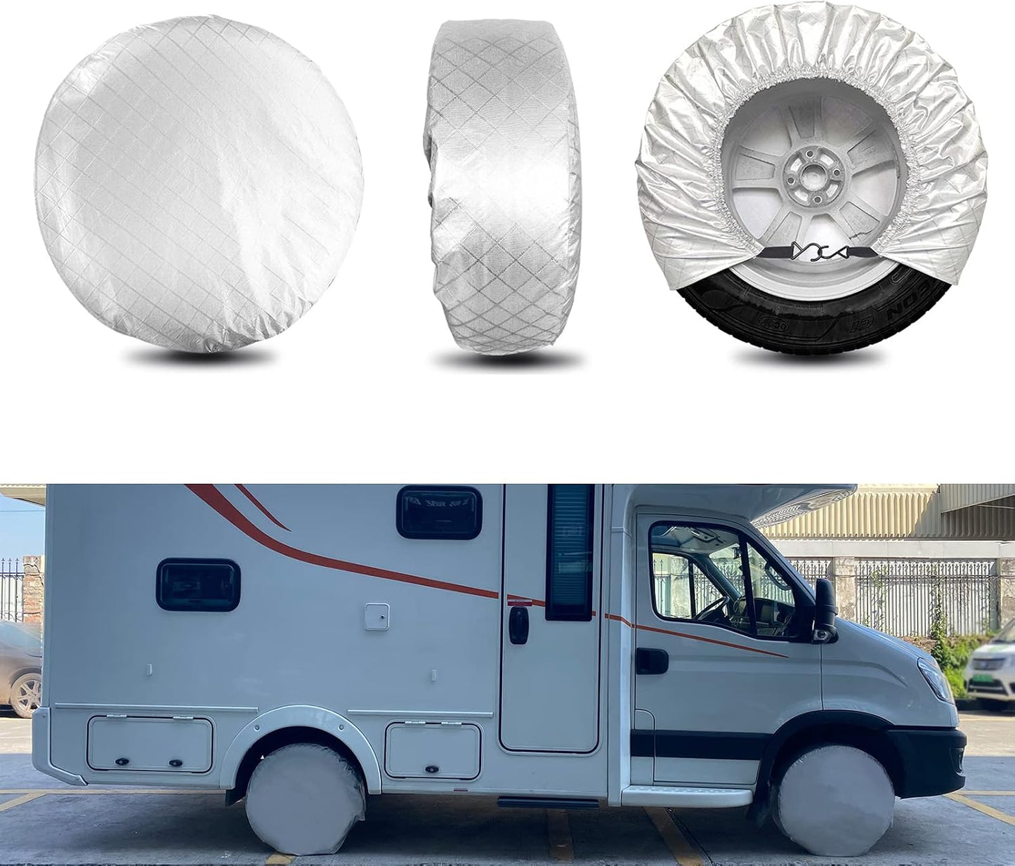4 fundas neumáticos plateadas impermeables 24-27"