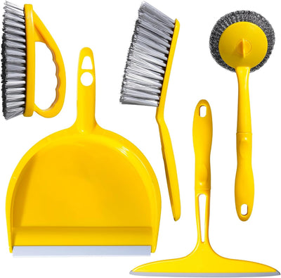 Kit 5 Pzas Limpieza Escritorio Cepillo Alambre Plumero Estropajo