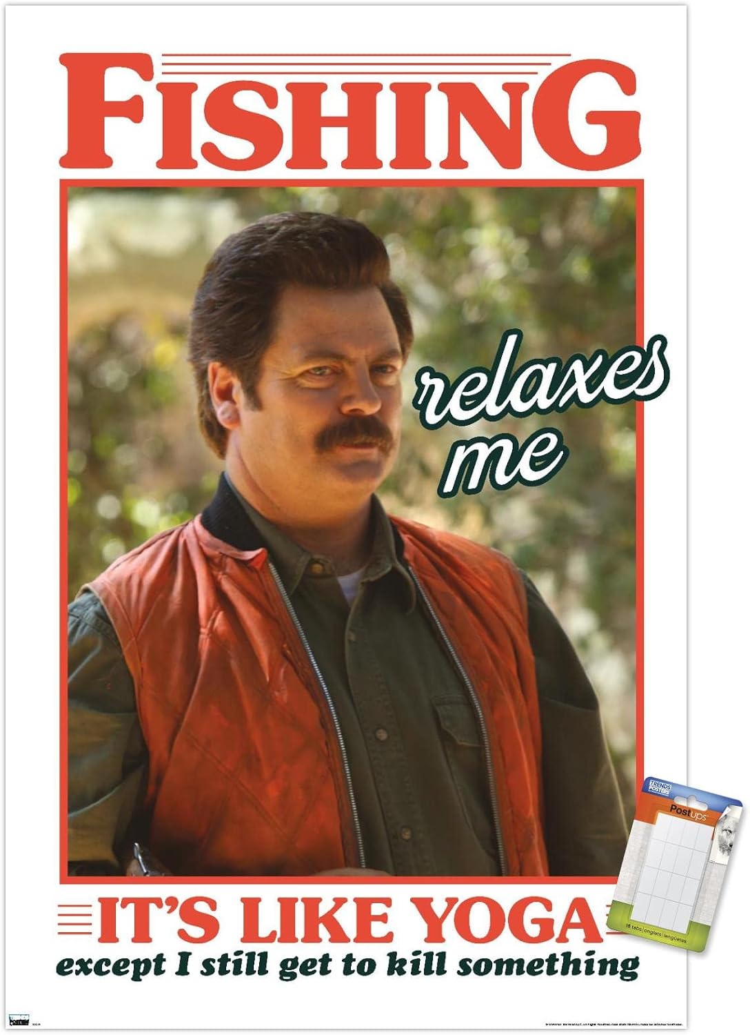 Póster pesca Ron Swanson 14.725x22.375pulg pack prémium