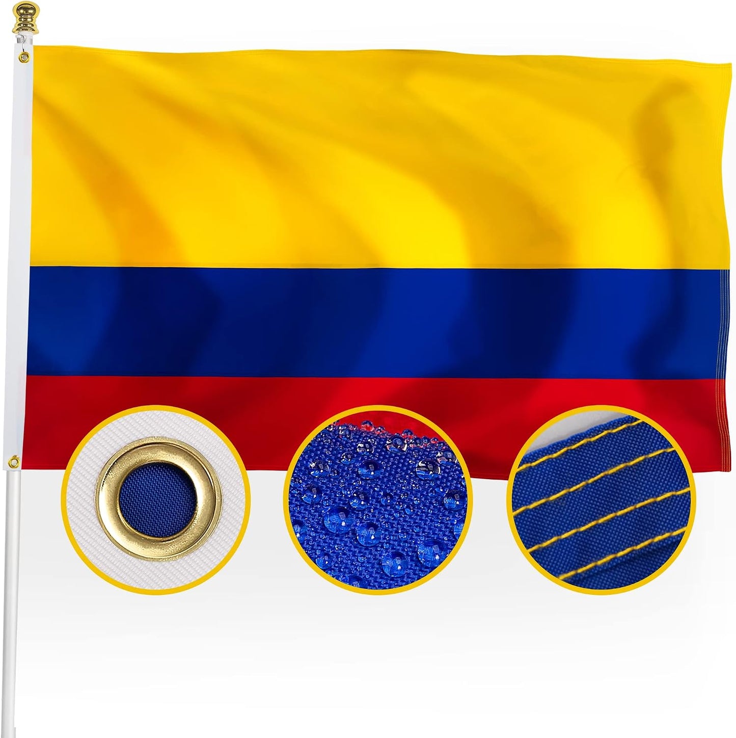Bandera Colombia 3x5ft doble cara nailon 210D resistente