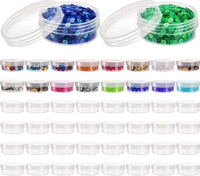 Tarro plástico 50pzas 2oz con tapas para botones purpurina
