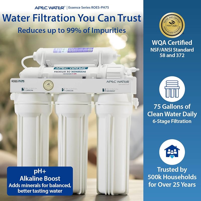 Sistema filtro agua potable PH 75 GPD 6 etapas ósmosis
