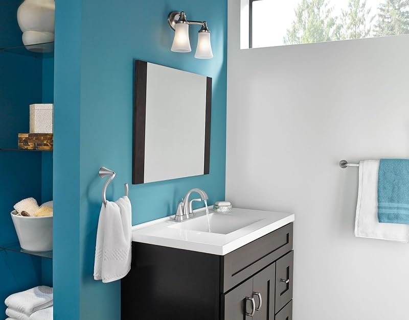 Accesorio baño doble con 2 luces vidrio esmerilado níquel