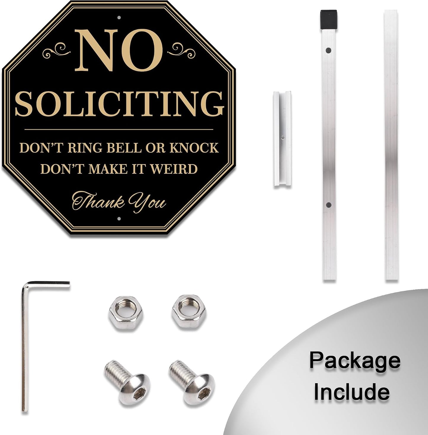 Señal No Solicitar para Casa y Patio Metal Negro Dorado