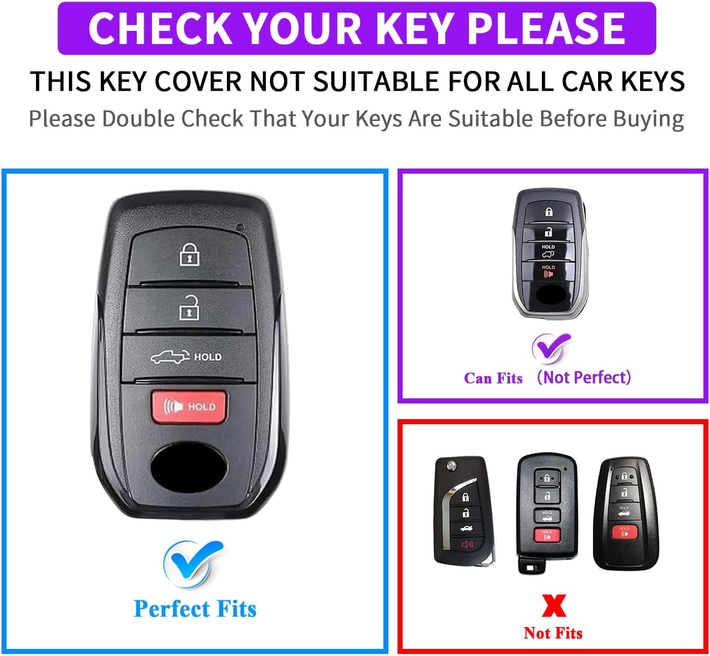 2 Pzas llavero 4 botones para Toyota Azul