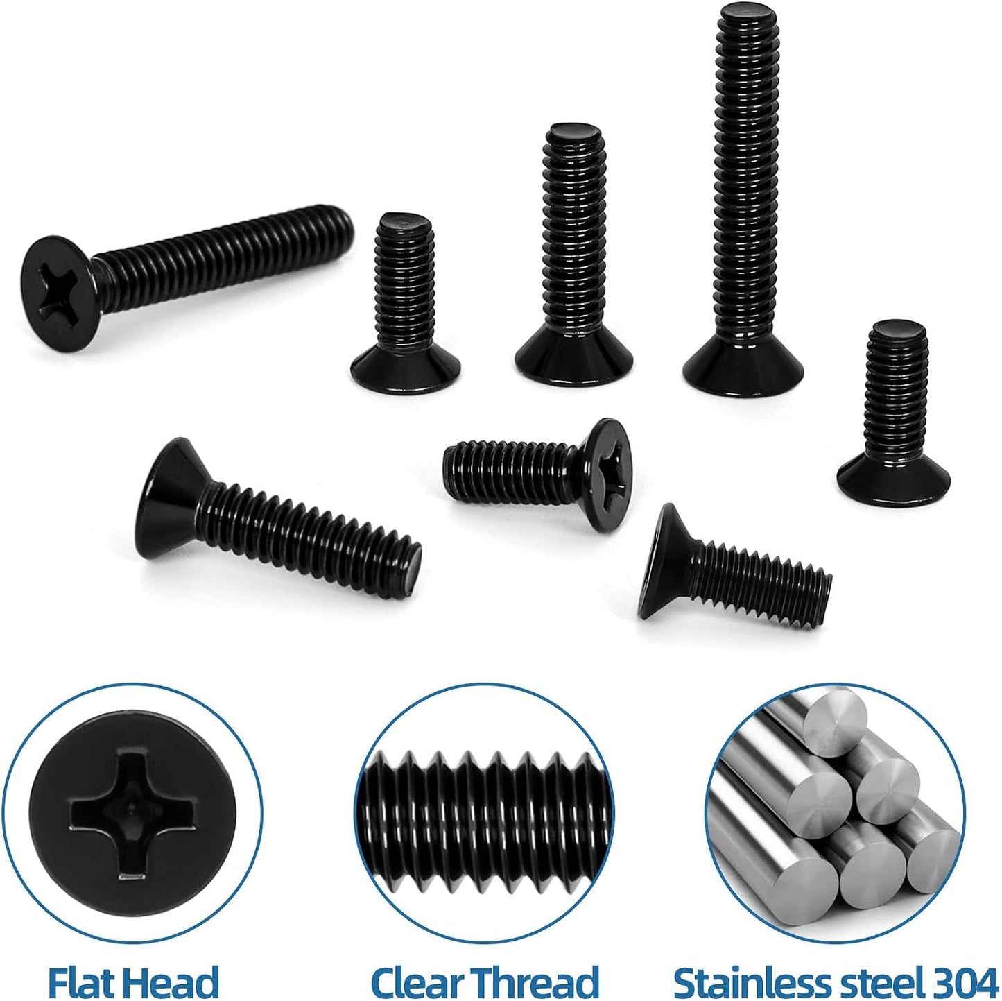 Tornillos M3x6mm acero inox 304 acabado negro 50uds
